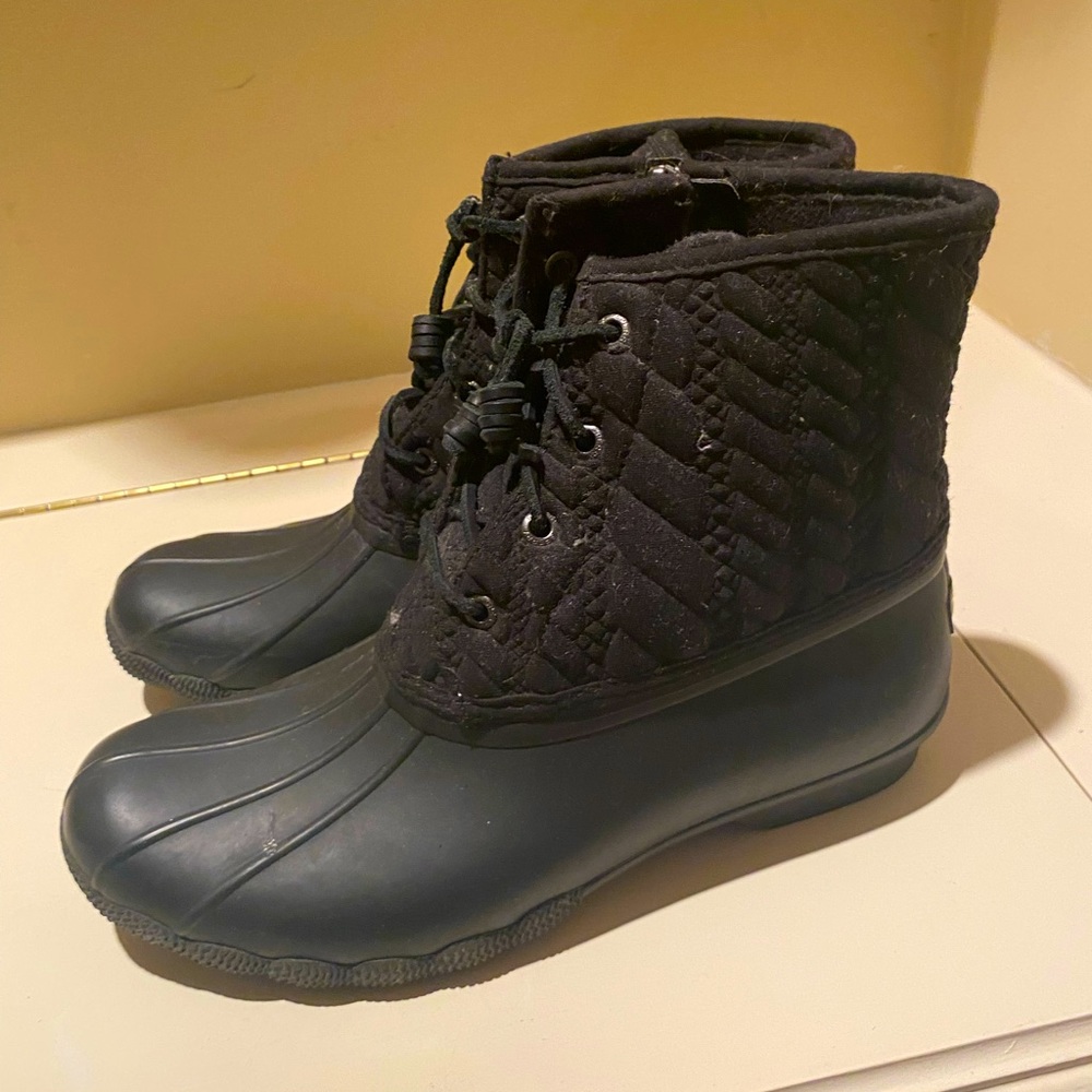 Sperry Duck Boots- Black Cableknit
